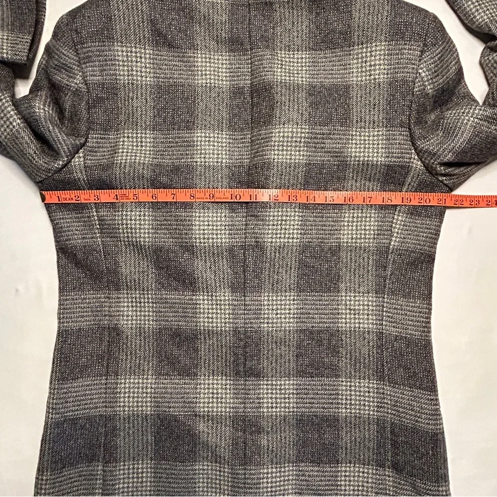 Vintage Neiman Marcus Gray Plaid Windowpane Blazer Sport Coat 43R Wool Tweed‎